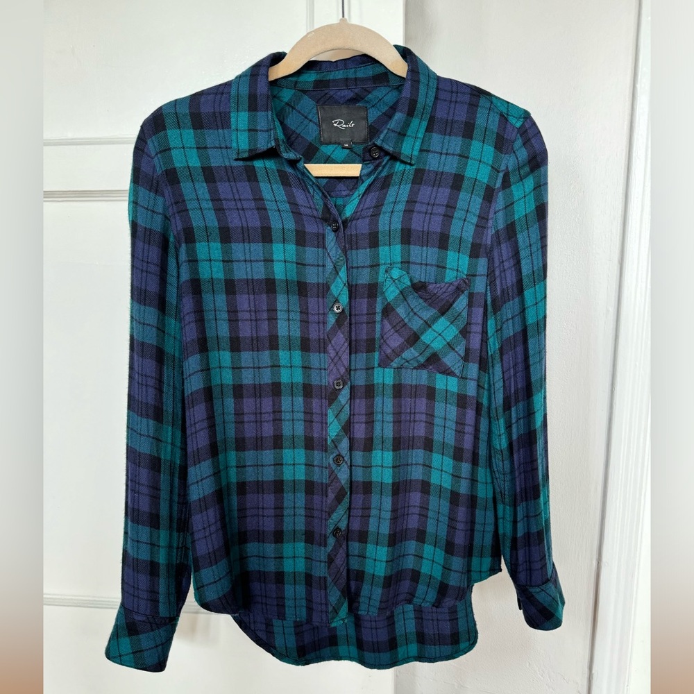 Rails Blue & Black Plaid Long Sleeve Button Down Shirt